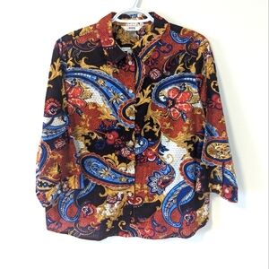 Vintage Alia Petite Women's Paisley Print Shirt, Size 12P, Multicolor